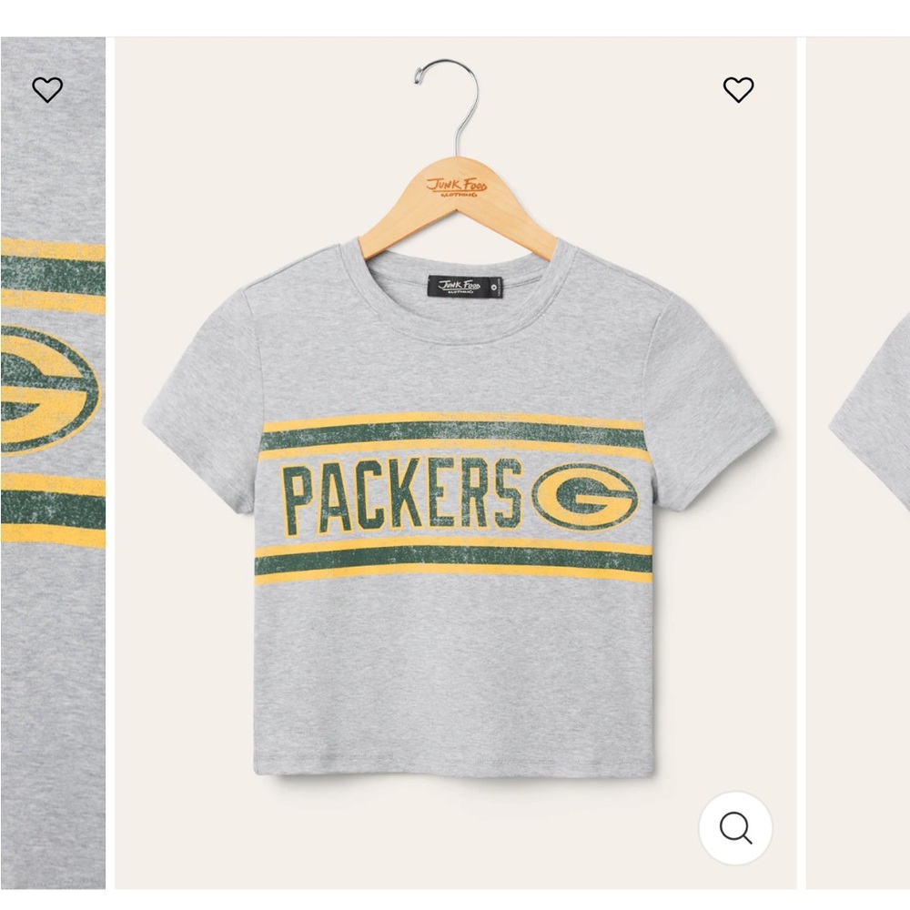 Junk Food Clothing Women’s GREEN BAY PACKERS SIDELINE BABY TEE in Heather Grey